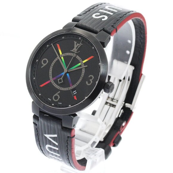 LOUIS VUITTON Tambour Slim Rainbow QA113 black Dial Quartz Men's Watch_885232 - Picture 2 of 6